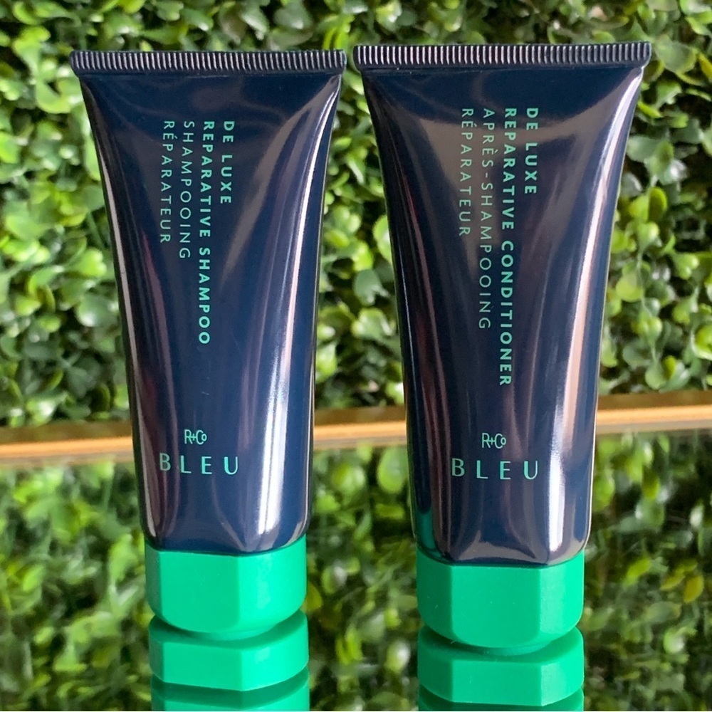 R+Co Bleu De Luxe Reparative Shampoo + Reparative Conditioner Set | Travel Size